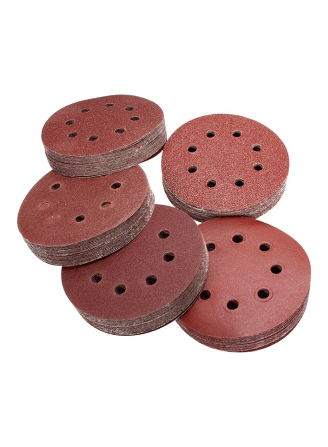 100-Piece Hook Loop Sandpaper With 8 Hole Sand Pad Set Dark Red  - Image 1