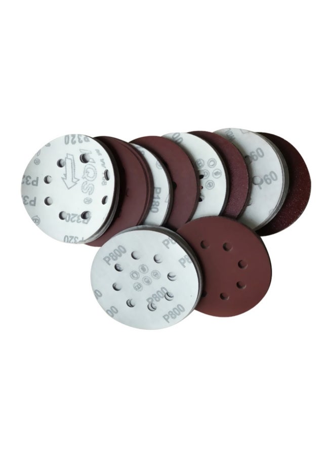 100-Piece Hook Loop Sandpaper With 8 Hole Sand Pad Set Dark Red  - Image 3