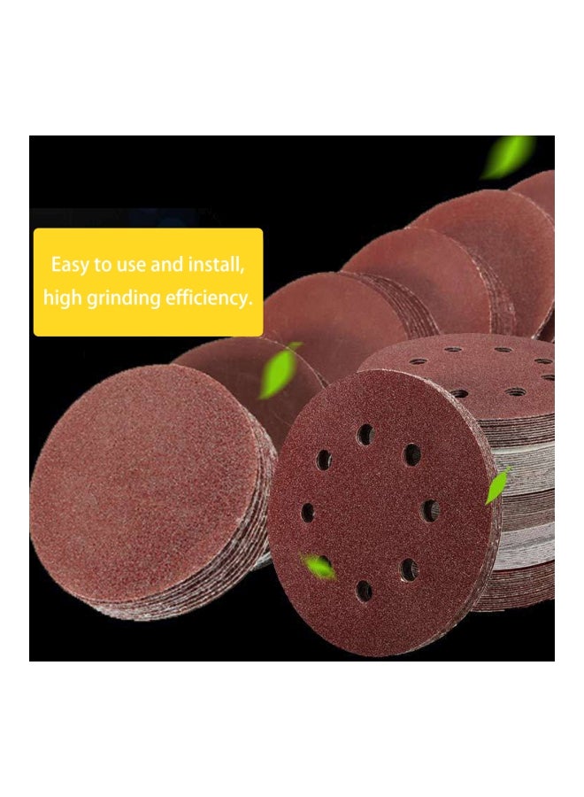 100-Piece Hook Loop Sandpaper With 8 Hole Sand Pad Set Dark Red