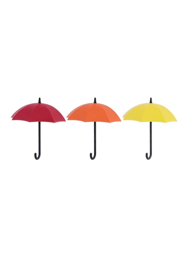 3-Piece Plastic Umbrella Shaped Wall Hook Red/Orange/Yellow  - Image 1