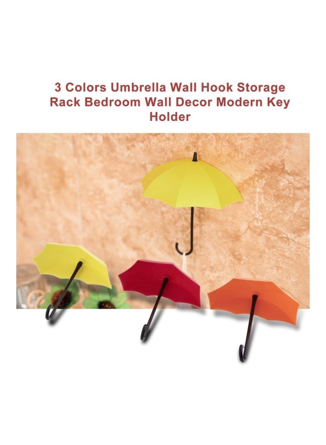 3-Piece Plastic Umbrella Shaped Wall Hook Red/Orange/Yellow  - Image 4