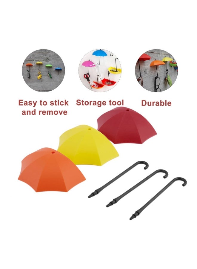 3-Piece Plastic Umbrella Shaped Wall Hook Red/Orange/Yellow  - Image 5