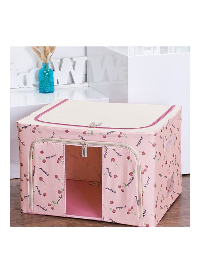 3-Piece Cloth Frame Folding Storage Box Pink Cherry 20x30x10cm - Image 3