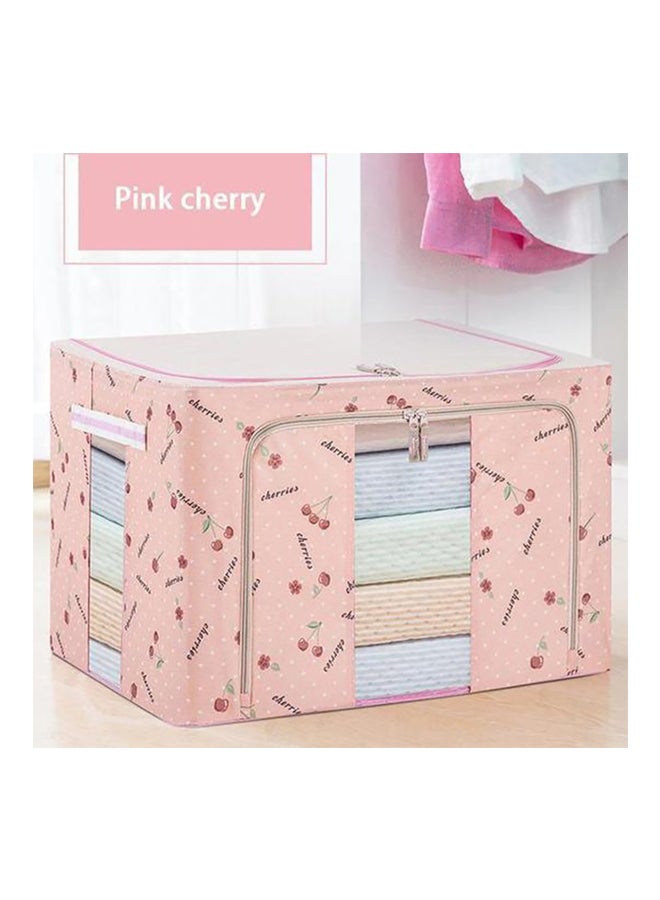 3-Piece Cloth Frame Folding Storage Box Pink Cherry 20x30x10cm - Image 4