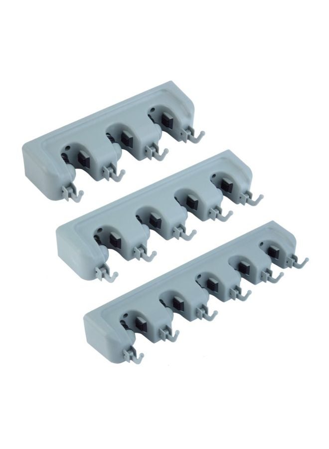 3-Piece Wall Mounted Mop Organizer Set Grey/Black 26.5x8.7x6.5cm - Image 5
