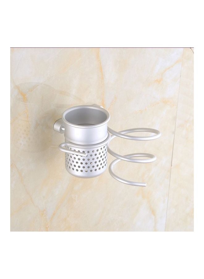 Wall Mounted Hair Dryer Holder With Comb Organizer Silver 22x12x11centimeter  - Image 4