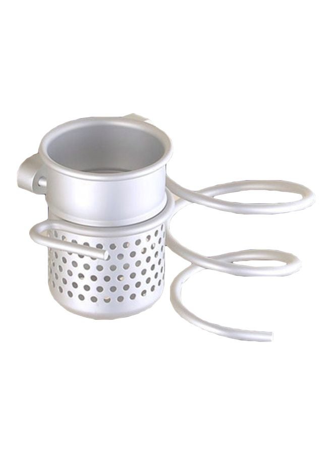 Wall Mounted Hair Dryer Holder With Comb Organizer Silver 22x12x11centimeter  - Image 1