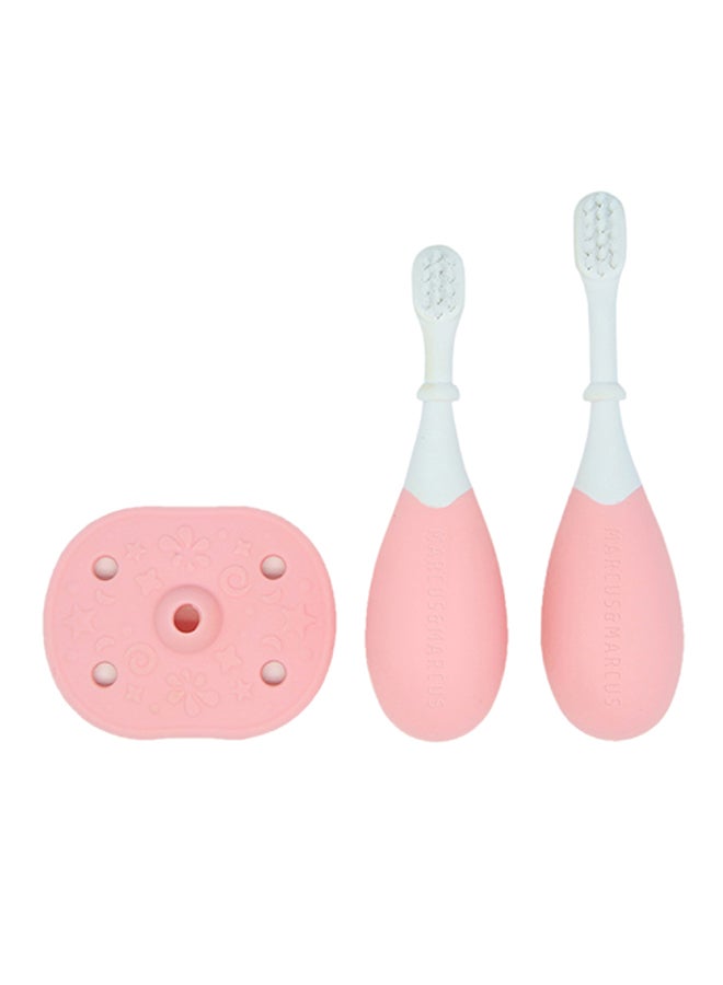 Marcus & Marcus Palm Grasp Toddler Training Toothbrush-Pink  - Image 1