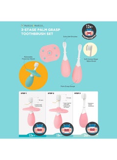 Marcus & Marcus Palm Grasp Toddler Training Toothbrush-Pink  - Image 3