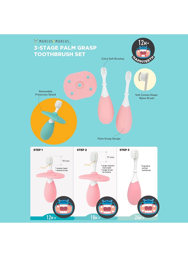 Marcus & Marcus Palm Grasp Toddler Training Toothbrush-Pink  - Image 3