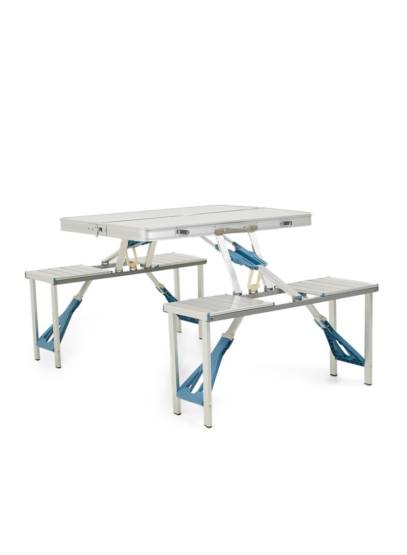 طقم من كرسي وطاولة من الألومنيوم قابلين للطي فضي 85 X 35 X 2Ø³Ù†ØªÙŠÙ…ØªØ± - Image 1