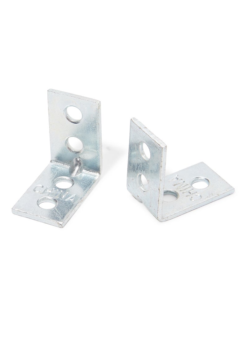 2 Piece Galvanised Angle Bracket Silver 2.5 X 2.5 X 1centimeter  - Image 2