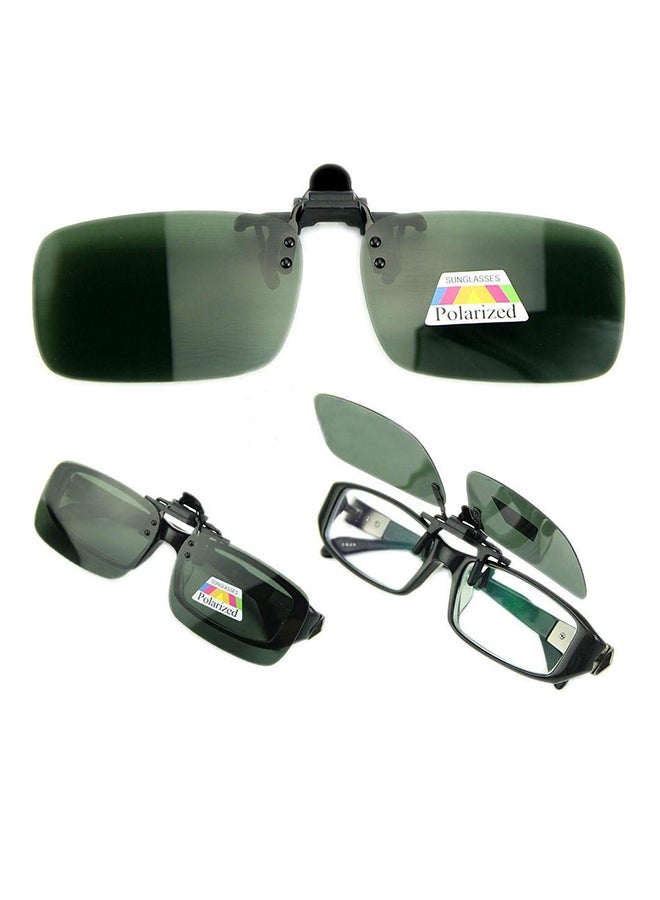 Men's Polarized Flip Up Clip On Rectangular Sunglasses - Image 2