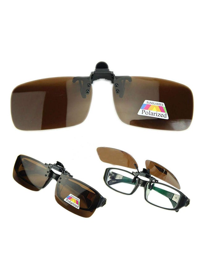 Men's Clip On Flip Style Rectangular UV Protected Sunglasses - Image 2