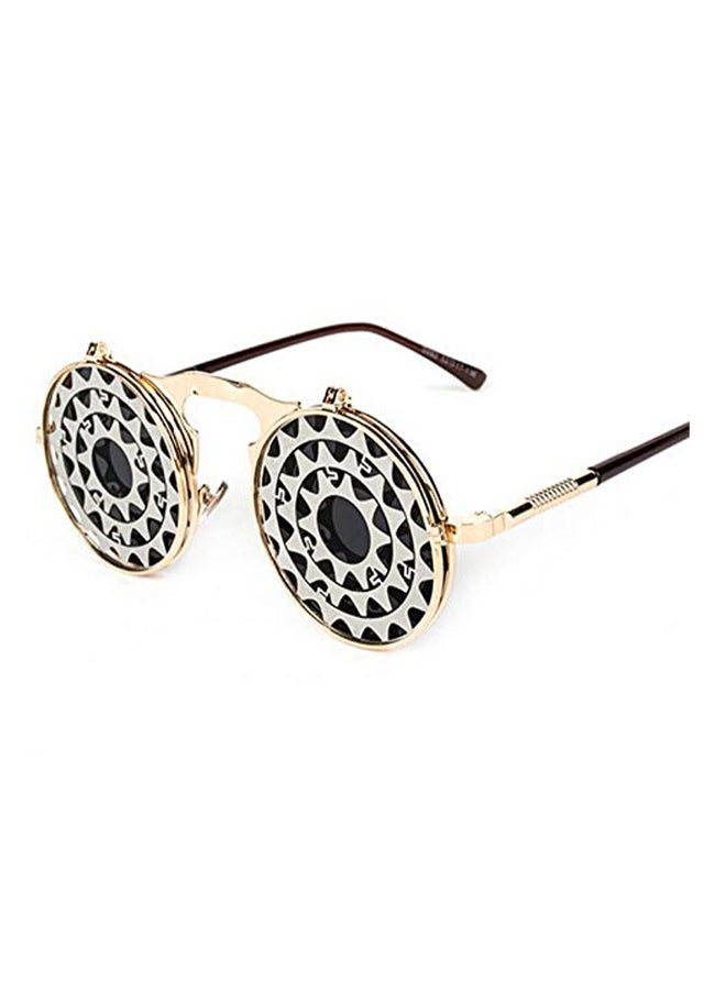 Retro Round Frame Steampunk Flip-up Sunglasses - Image 2
