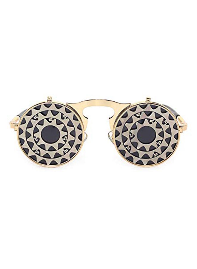 Retro Round Frame Steampunk Flip-up Sunglasses - Image 1