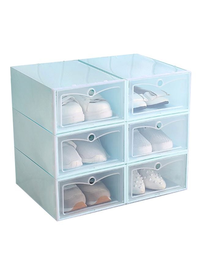 SAPU - 6-Piece Stackable Shoes Storage Rack Blue 43x32x36cm - Image 1