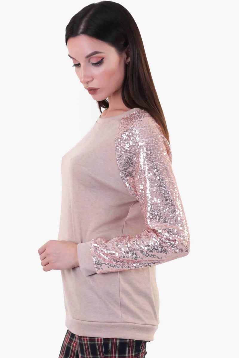 Raw Orange - Sequin Sweater Pink - Image 1