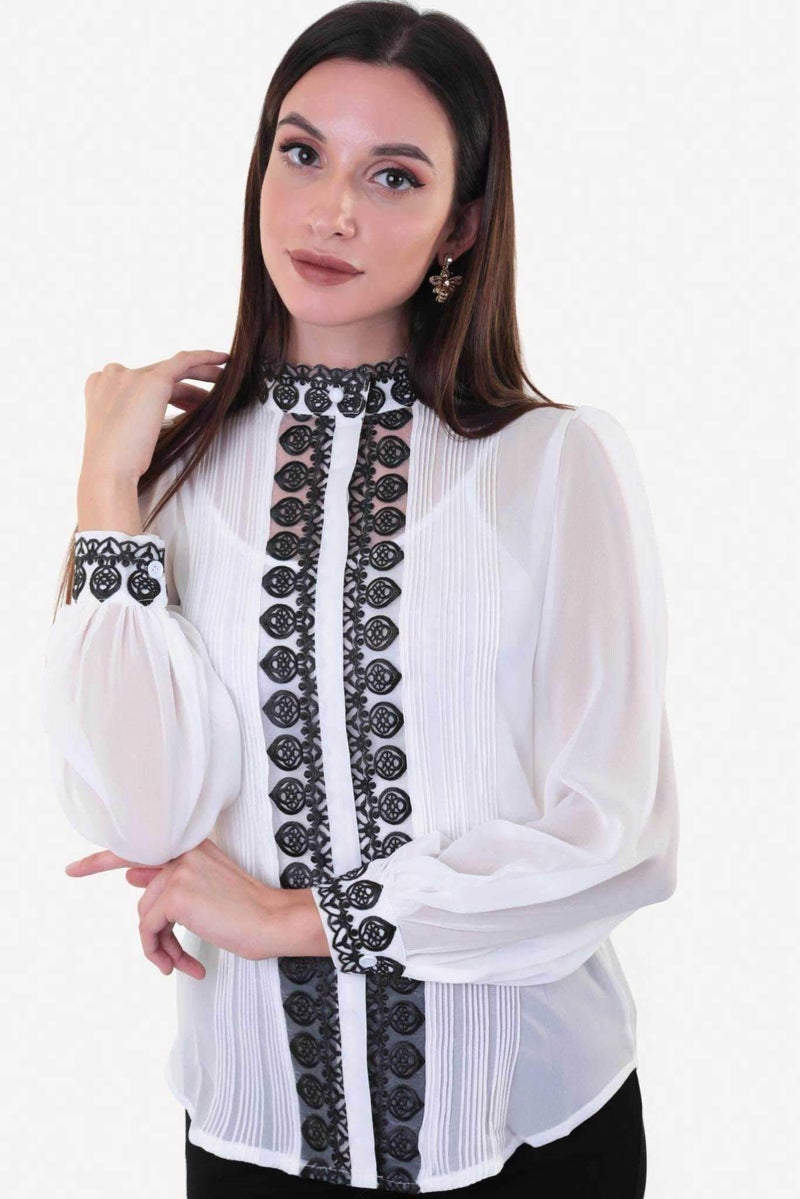 Raw Orange - Embroided Top White - Image 1