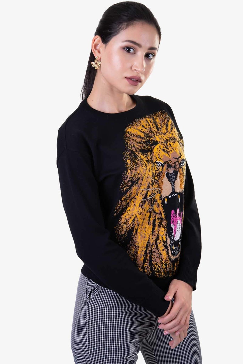 Raw Orange Lion Sweater Black  - Image 3