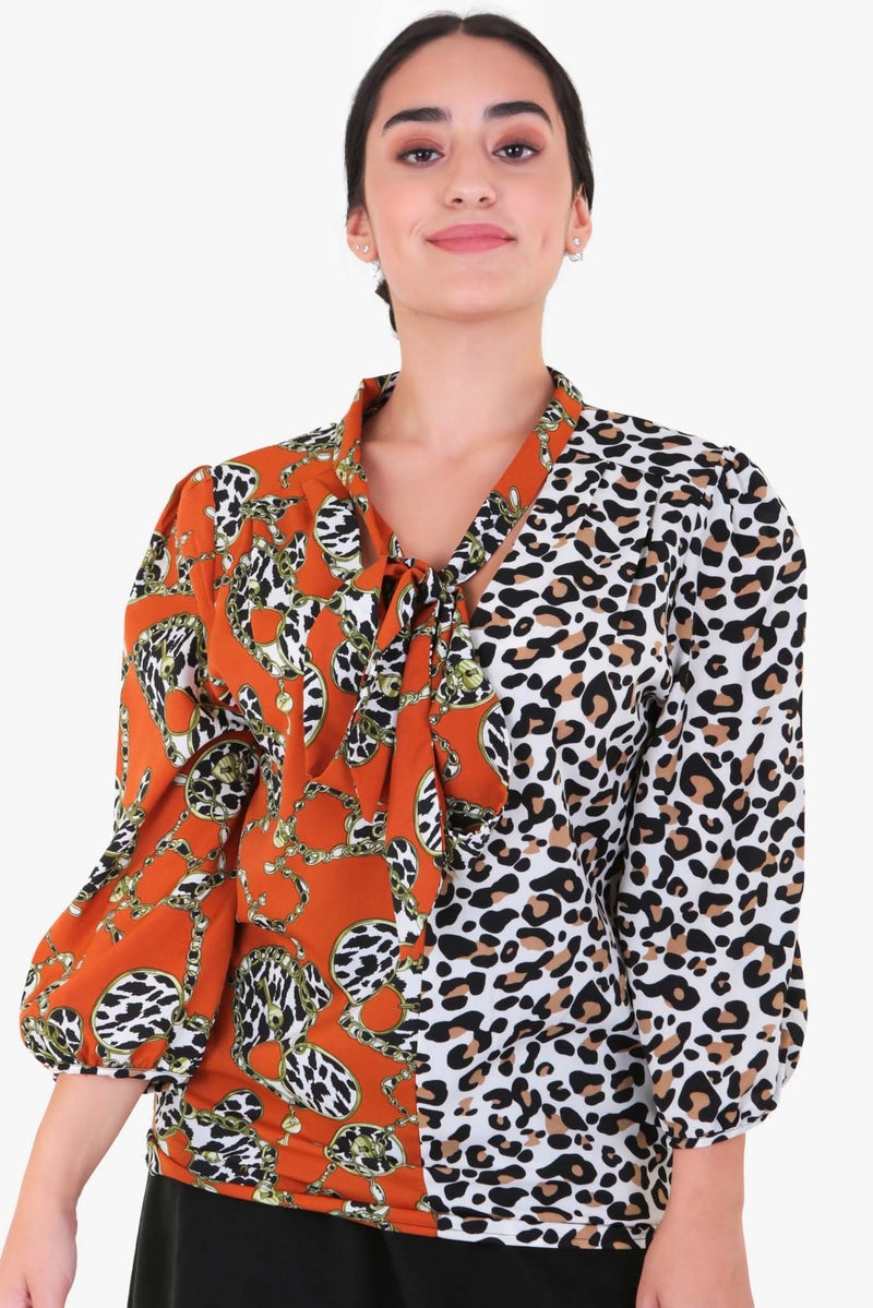 Raw Orange Mix Printed Top Multicolour  - Image 1
