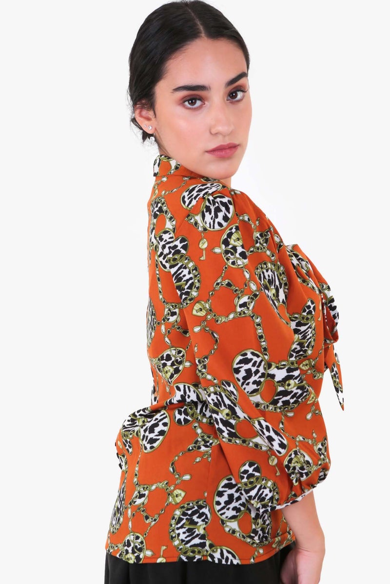 Raw Orange Mix Printed Top Multicolour  - Image 3