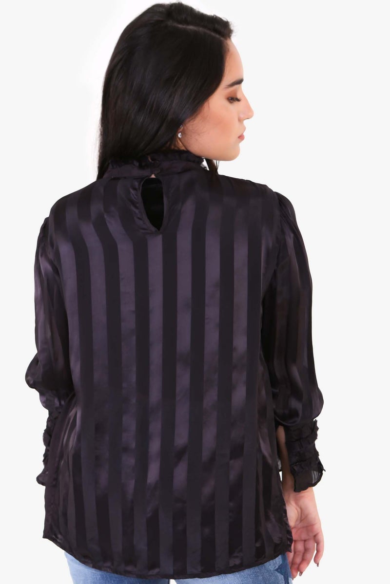 Raw Orange Pleated Top Black  - Image 2