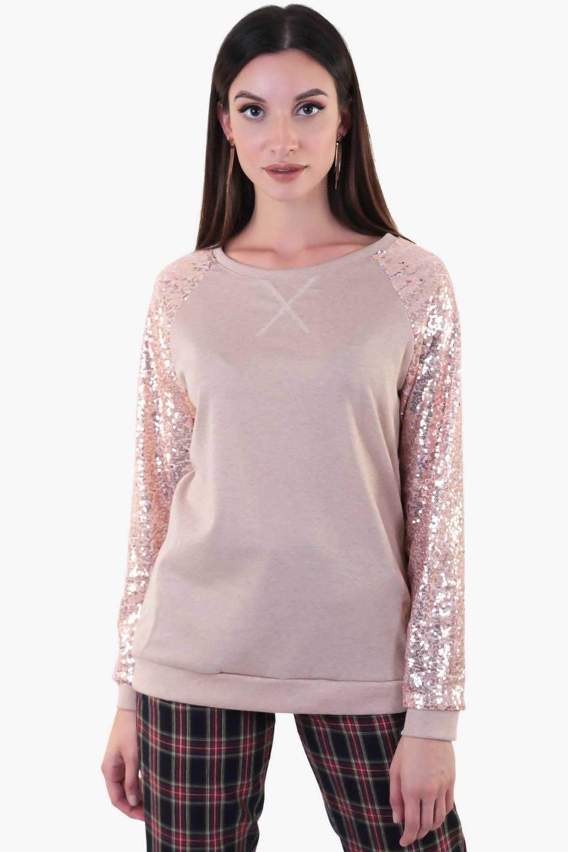 Raw Orange - Sequin Sweater Pink - Image 1