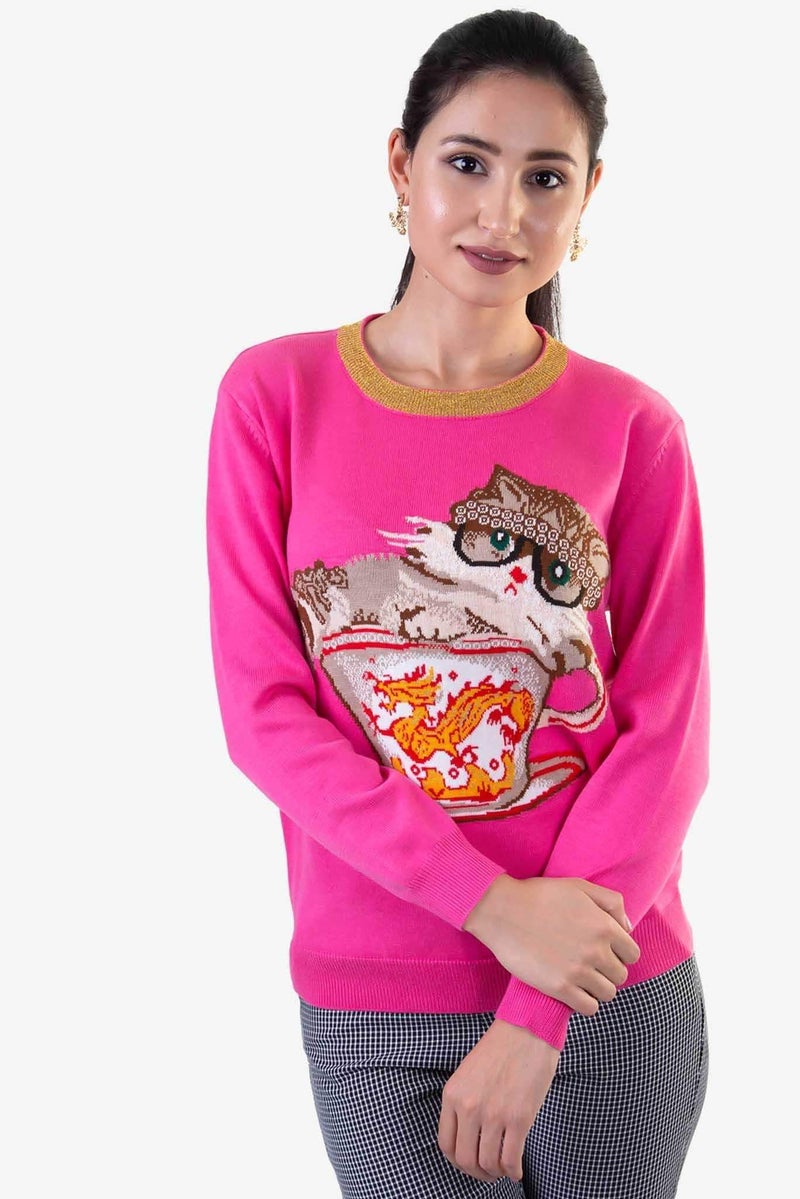 Raw Orange - Kitty Love Sweater Pink - Image 1