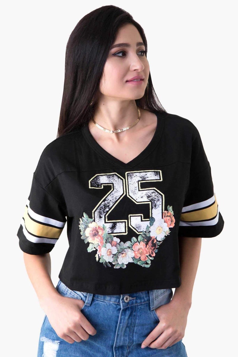 Raw Orange Sporty Crop Top Black  - Image 1