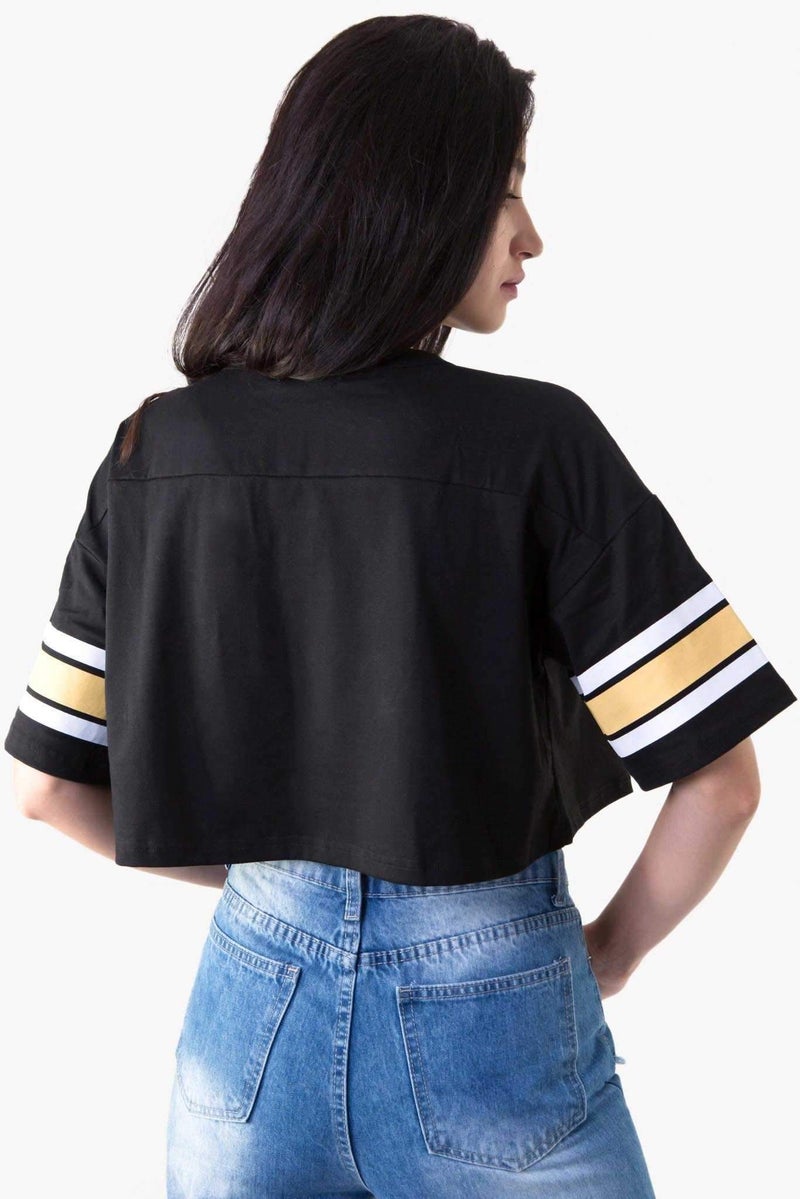 Raw Orange Sporty Crop Top Black  - Image 2