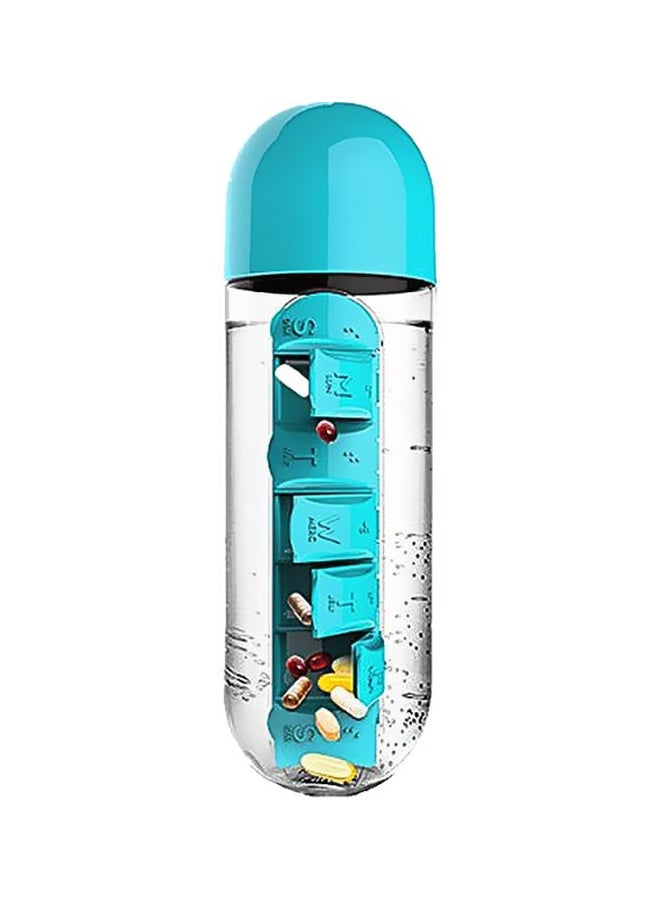 Generic - Plastic Pill Organizer Water Bottle Green/Clear 23x7.5cm - Image 1