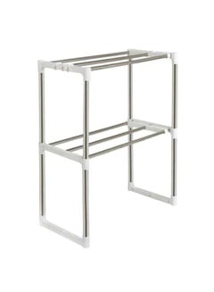 Adjustable 2 Tier Storage Rack White/Silver