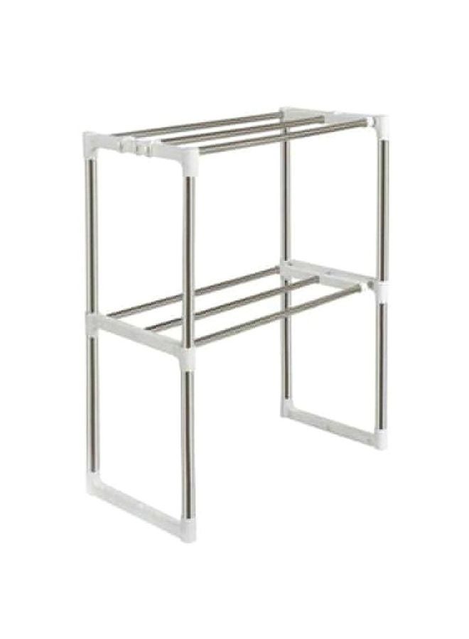 Generic - Adjustable 2 Tier Storage Rack White/Silver - Image 1