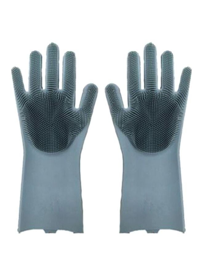 2-Piece Dishwashing Gloves Grey 32.5 x 11.5cm