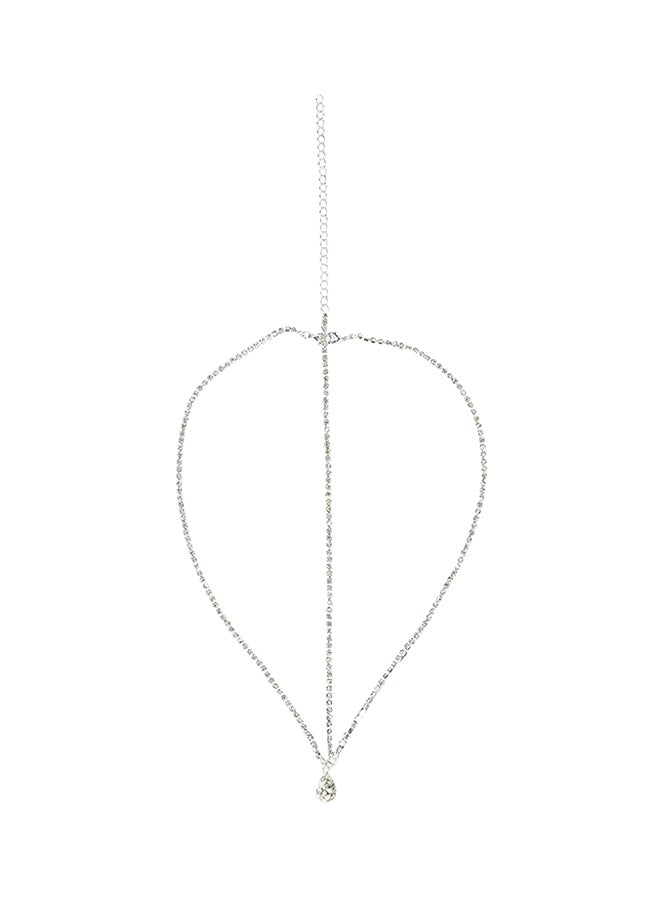 Blue Panda Rhinestone Head Chain Silver/Clear