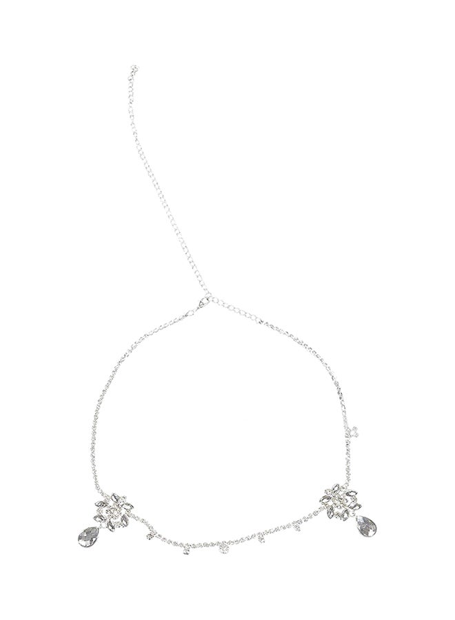 Blue Panda Rhinestone Head Chain Silver/Clear 18.9x1.5inch 