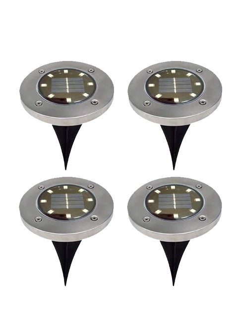 4-Piece 8 LED Solar Power Garden Light Silver/Black