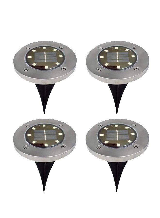 فاستر - 4 خيوط مصابيح LED من 8 لمبات تعمل بالطاقة الشمسية للحديقة أسود/ فضي - Image 1