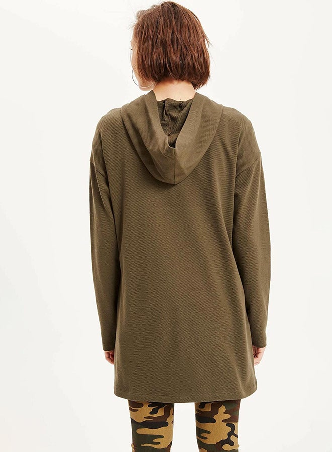 ديفاكتو بلوزة طويلة ذات أكمام طويلة كاكي غامق - Image 2