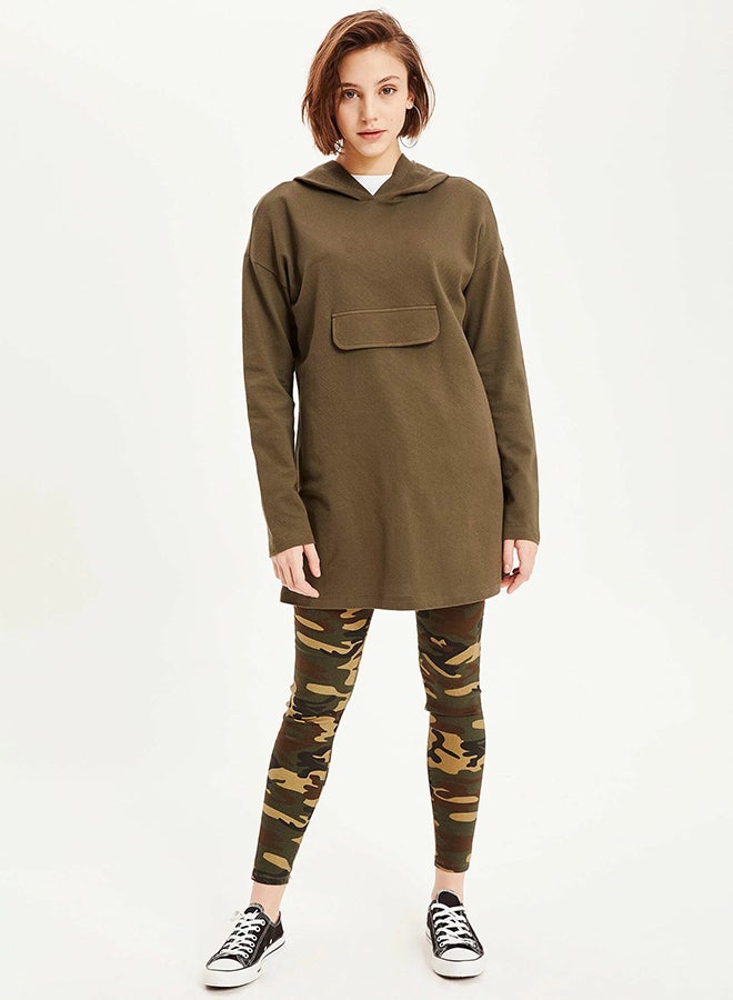 ديفاكتو بلوزة طويلة ذات أكمام طويلة كاكي غامق - Image 3