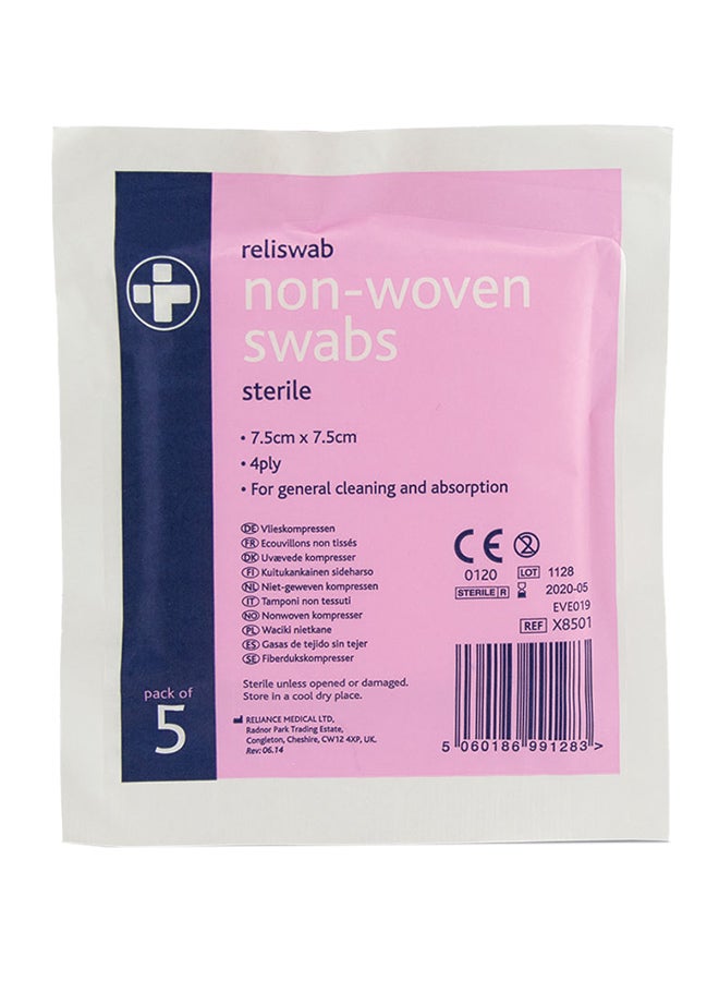 Reliswab Non Woven Gauze Swabs Sterile 4Ply, Pack Of 5