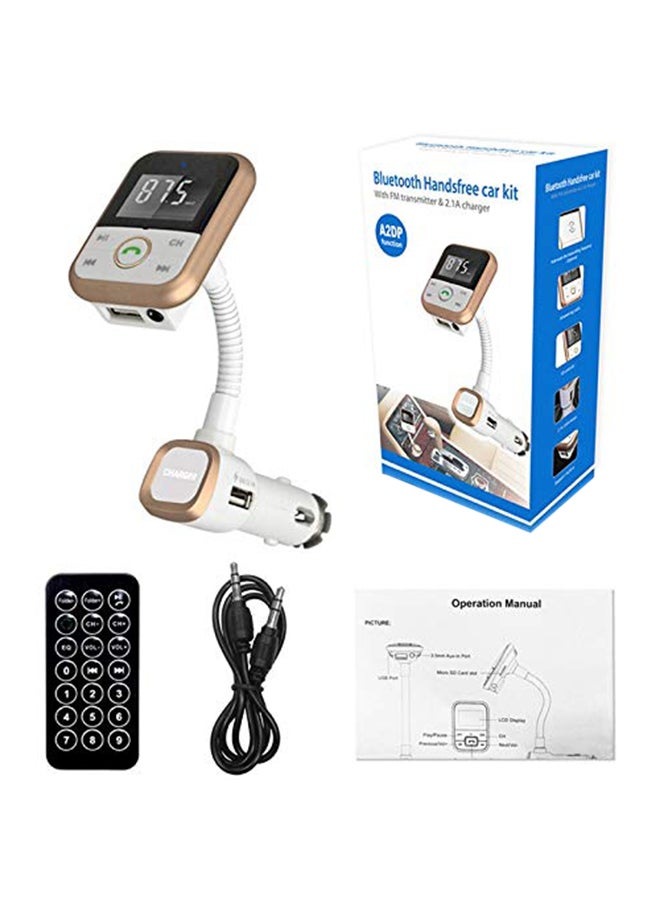 Bluetooth Car Kit FM Transmitter B07M82BD28 White/Gold  - Image 1