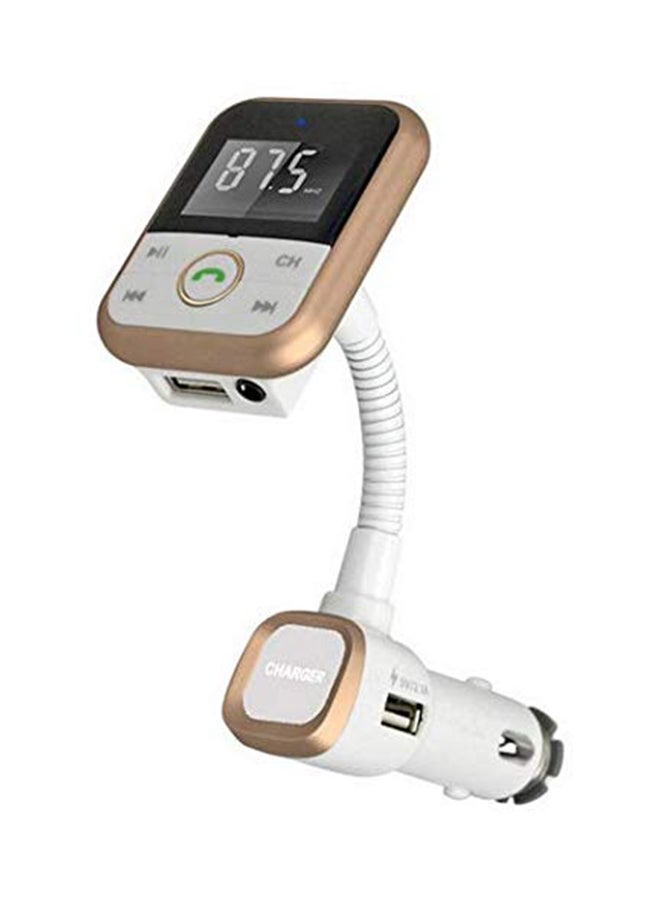 Bluetooth Car Kit FM Transmitter B07M82BD28 White/Gold  - Image 2