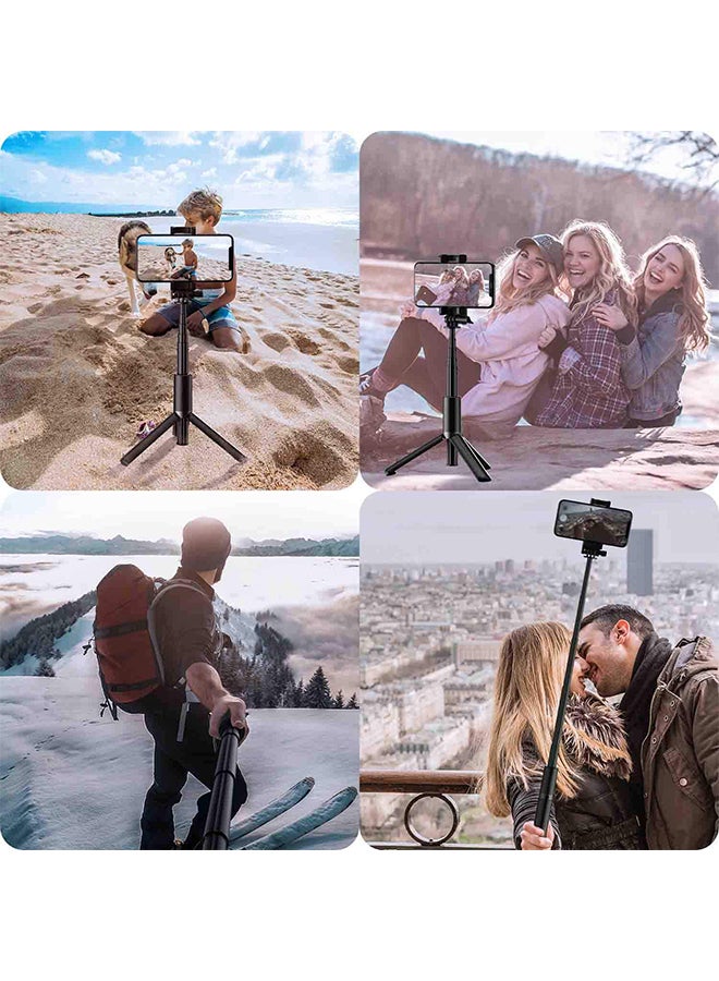 Omoton - 2-In-1 Bluetooth Extendable Mini Pocket Selfie Stick Tripod Black/Sliver - Image 1