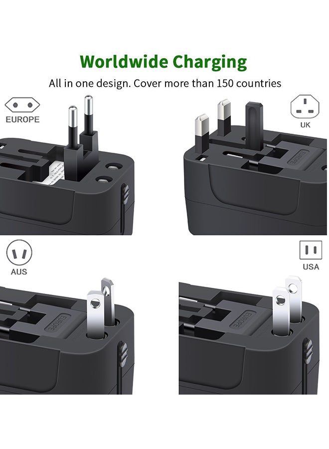 All In One Universal Travel Adapter Black - Image 3