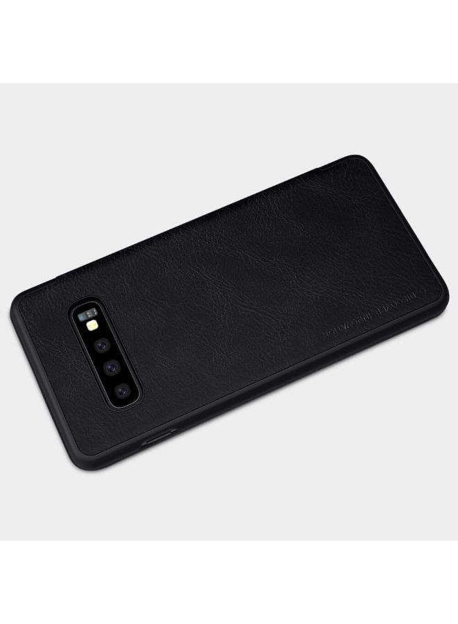 QIN Series leather Flip Case With Card Holder For Samsung Galaxy S10 Plus Black  - Image 3