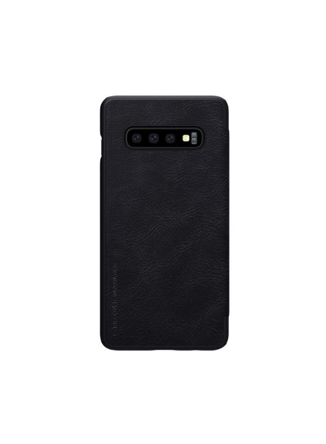 QIN Series leather Flip Case With Card Holder For Samsung Galaxy S10 Plus Black  - Image 4