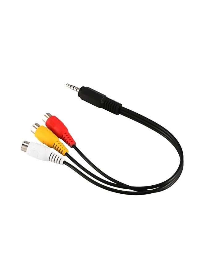 3.5mm Aux Male To Female Stereo Cable Black/Red/Yellow - Image 1