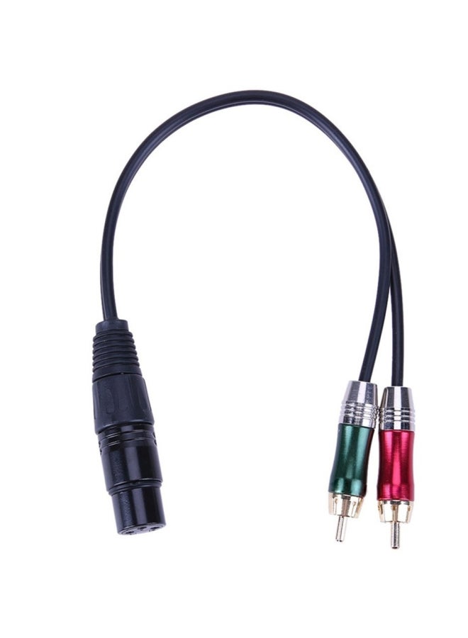 Generic 3-Pin 1 XLR Female to 2 RCA Male Audio Cable Black/Silver  - Image 2